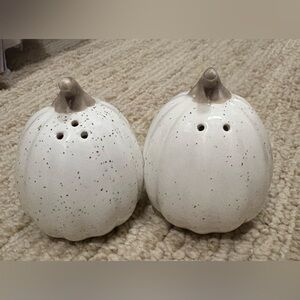 “10 Strawberry Street” White Ceramic Pumpkin Salt and Pepper Shakers